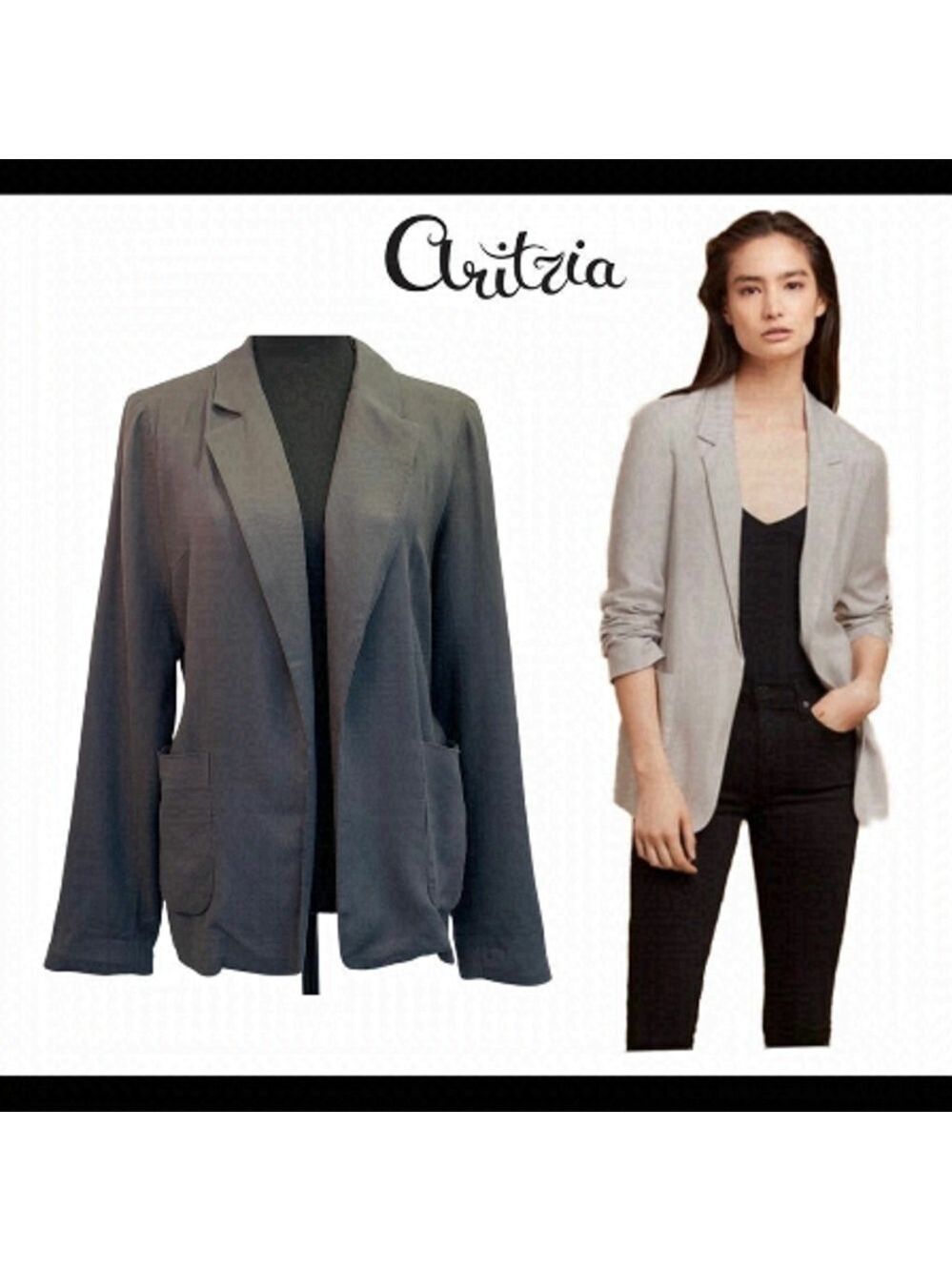 Aritzia Talula gray Kent Open front blazer size 4